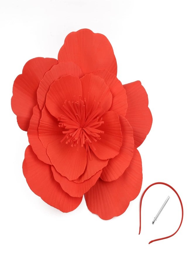 LDFWAY Large Flower Fascinators for Girls Women Tea Party Cocktail Headwear Derby Hats with Headband and Clip for Wedding Red - Image 3